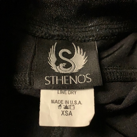 Sthenos Metalika Warrior Capri Activewear Pants Mesh Cutouts Black Size XS - Picture 12 of 12
